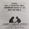 Okra, Hill Country Red Seeds