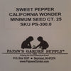 California Wonder Sweet Bell Pepper Heirloom Seeds