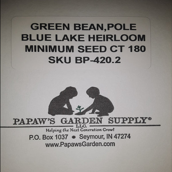 Blue Lake Pole Bean Long season low fiber when young, tall vine ...