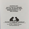 Hatch Valley Grown Yellow Jalapeno Hot Pepper Seeds